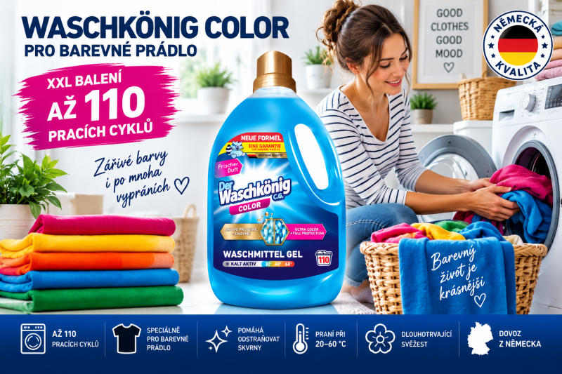 Waschkönig Color XXL – prací gel pro barevné prádlo až na 110 praní
